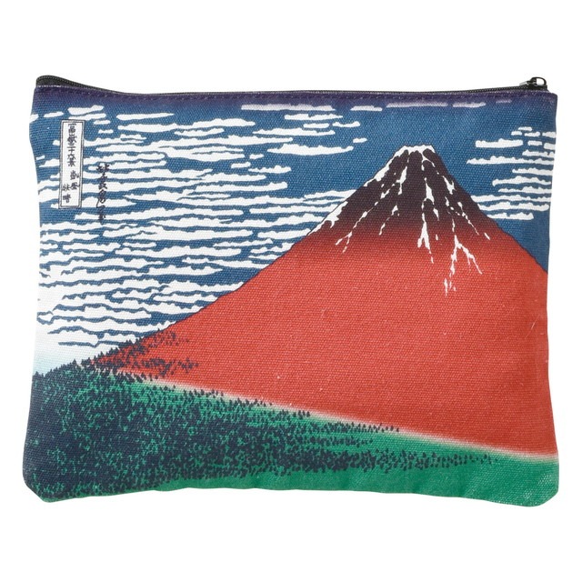 ArielWish日本限量版發行浮世絵師葛飾北斎冨嶽三十六景神奈川沖浪裏波間赤富士-拉鍊式收納包化妝包旅行包最後絕版品-細節圖7