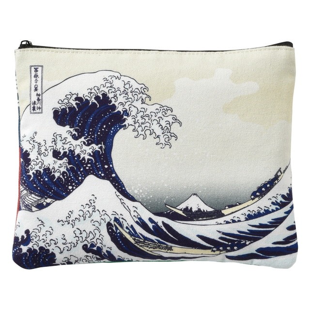 ArielWish日本限量版發行浮世絵師葛飾北斎冨嶽三十六景神奈川沖浪裏波間赤富士-拉鍊式收納包化妝包旅行包最後絕版品-細節圖8