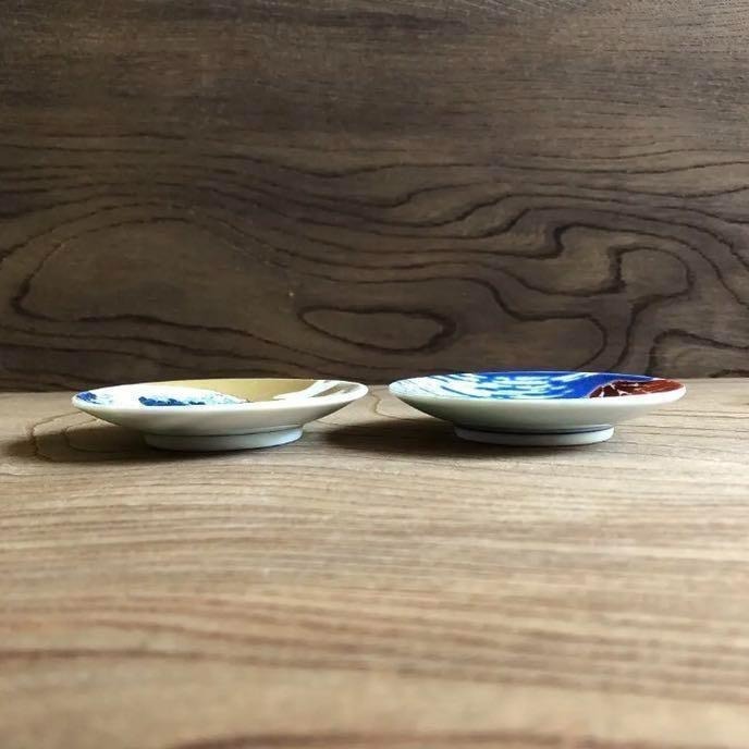 ArielWish日本限量版發行浮世絵師葛飾北斎冨嶽三十六景神奈川沖浪裏波間赤富士金鳳凰九谷燒縁起豆皿-三款最後絕版品-細節圖11