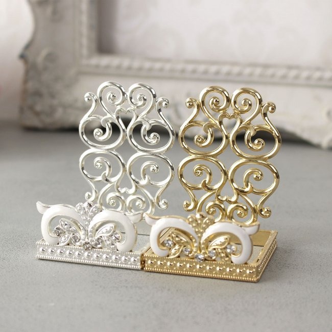 ArielWish日本皇室品牌HARMONIER高級居家生活-鏤空雕花金屬氣質優雅手機座手機架名片架婚禮小物兩色絕版品-細節圖9