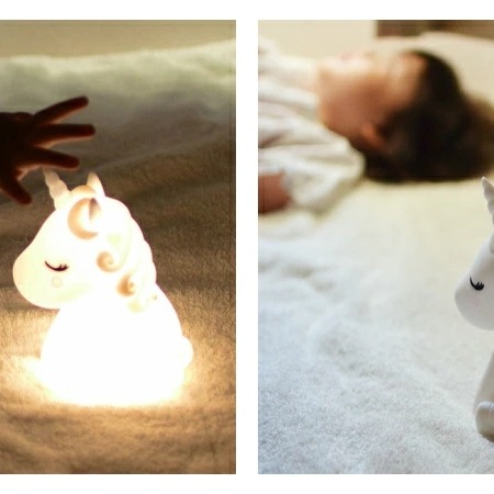 ArielWish日本LEADWORKS LED獨角獸兔子兔寶寶-矽膠安全夜燈晚安燈氣氛燈6段階調節燈光安撫娃娃-現貨-細節圖3