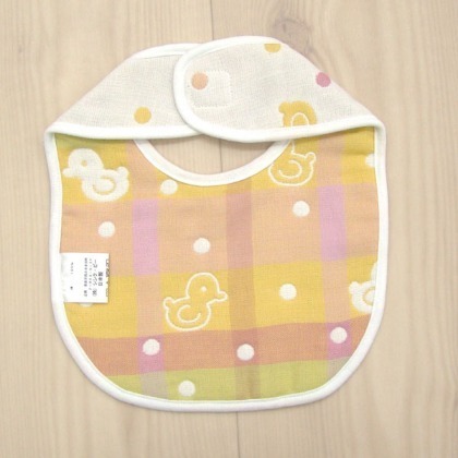 Ariel Wish日本知名嬰幼兒品牌嬰兒幼兒小熊鴨子圍兜兜魔鬼氈口水巾阿卡將吃飯兜六重紗100%純棉-日本製-兩款現貨-細節圖8