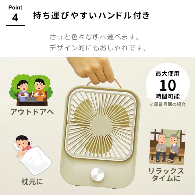 ArielWish日本攜帶輕薄桌上型輕量USB充電電風扇桌扇可60度旋轉皮革造型手提式長時間風扇露營野餐必備-最後現貨-細節圖5