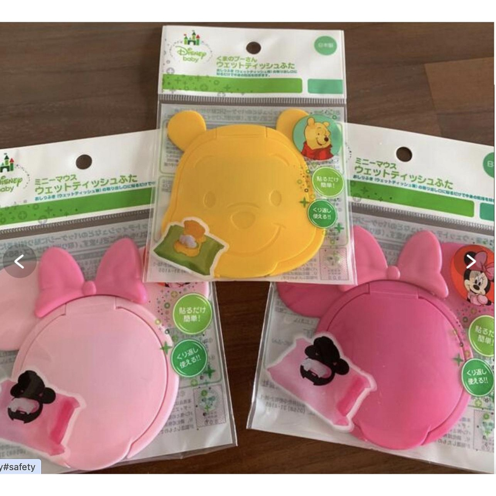 ArielWish日本製Disney Baby米妮蝴蝶結米奇小手Kitty凱蒂貓阿卡將可重覆黏貼防乾燥濕紙巾蓋日本製現貨-細節圖2