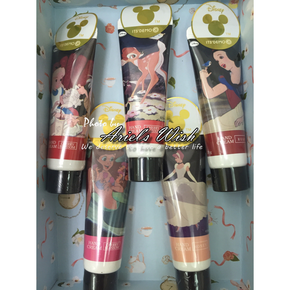 Ariel＇s Wish-日本東京迪士尼愛麗絲Alice小美人魚愛麗兒灰姑娘白雪公主小鹿斑比隨身攜帶護手霜乳液-A~E款-細節圖2