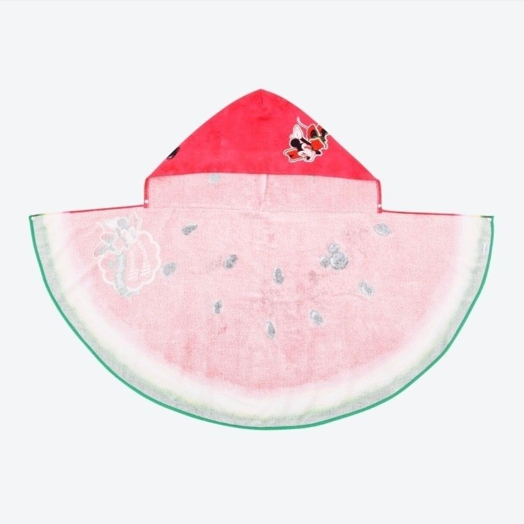 Ariel＇s Wish-日本東京迪士尼Disney夏季米妮西瓜連帽式浴巾大毛巾浴袍披肩海灘巾抗UV達96%以上-絕版品-細節圖6