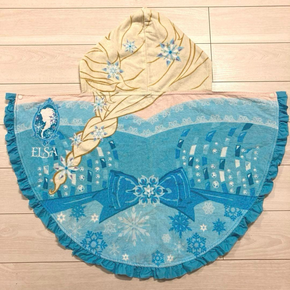 ArielWish日本東京迪士尼Disney冰雪奇緣艾莎Elsa連帽式浴巾-細節圖5