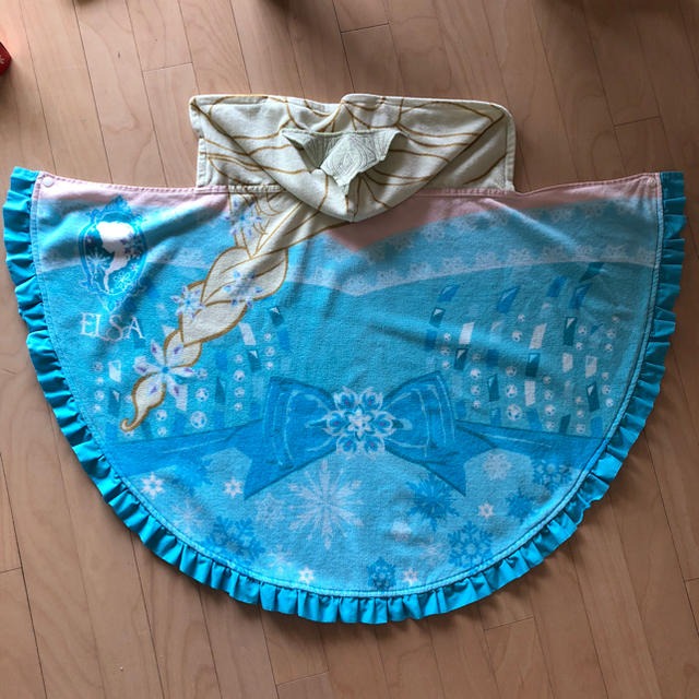 ArielWish日本東京迪士尼Disney冰雪奇緣艾莎Elsa連帽式浴巾-細節圖6