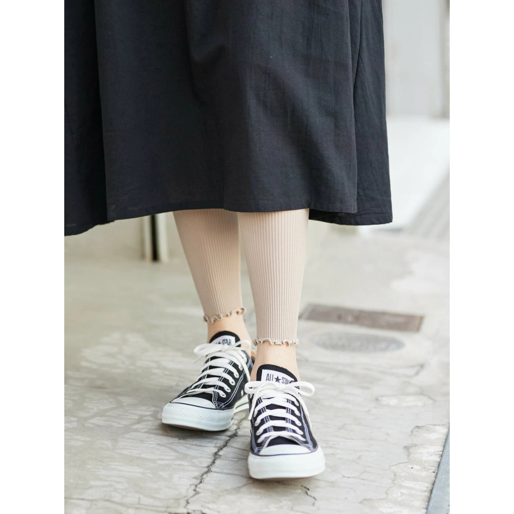 ArielWish日本tutuanna保暖褲80丹發熱褲80D下擺木耳邊內搭褲內搭褲光腿神器保暖美腿十分褲襪黑褲襪-現貨-細節圖11