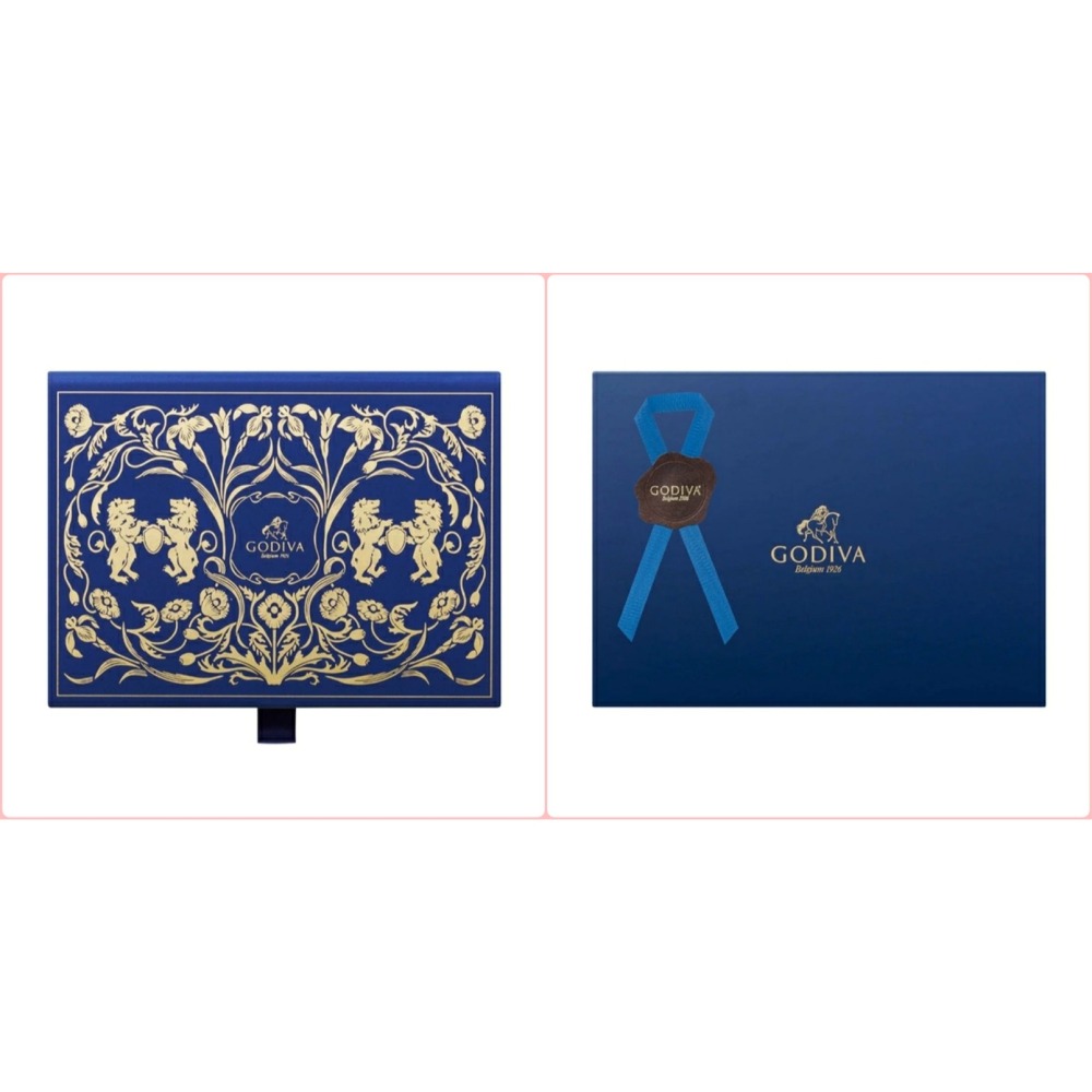 ArielWish日本限量版GODIVA比利時皇室限定雙層掀蓋抽屜式皇室氣質藍燙金珠寶盒巧克力禮盒-珍藏紀念版兩款-細節圖7