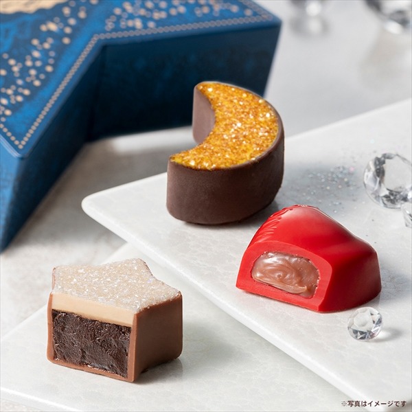 Ariel Wish日本限定2025限量版GODIVA情人節巧克力夢幻夜空星辰大海燙金月光珠寶盒立體星星禮盒-絕版珍藏版-細節圖2