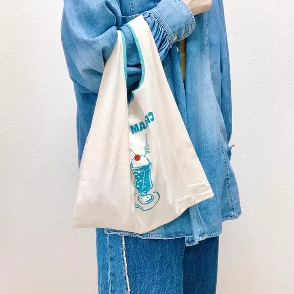 Ariel Wish日本AND PACKABLE 冰淇淋蘇打汽水造型收納購物袋折疊環保袋手提包肩背包100%純棉-現貨-細節圖5