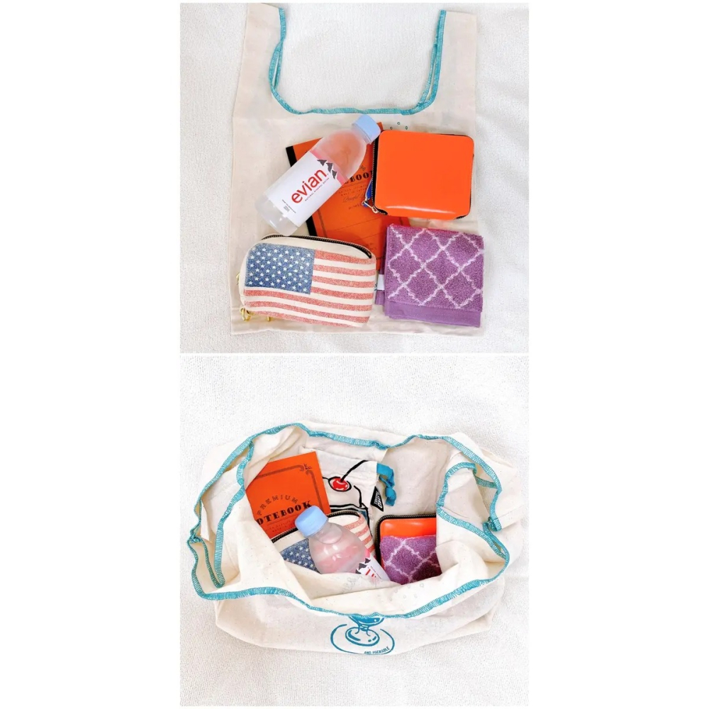 Ariel Wish日本AND PACKABLE 冰淇淋蘇打汽水造型收納購物袋折疊環保袋手提包肩背包100%純棉-現貨-細節圖7