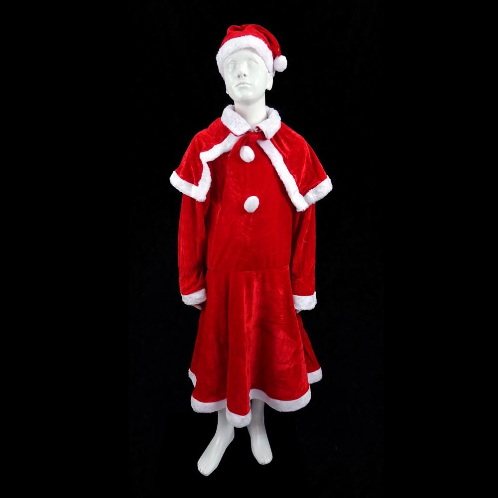 女童耶誕聖誕裝節慶派對 絨布小女生聖誕衣-130cm/150cm　聖誕服 聖誕裝扮 兒童聖誕衣-細節圖2