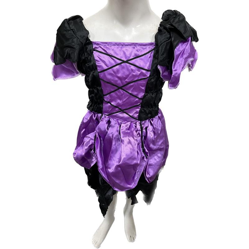 女巫紫黑洋裝 萬聖節 巫婆 兒童連身裙 連身裙子-細節圖3