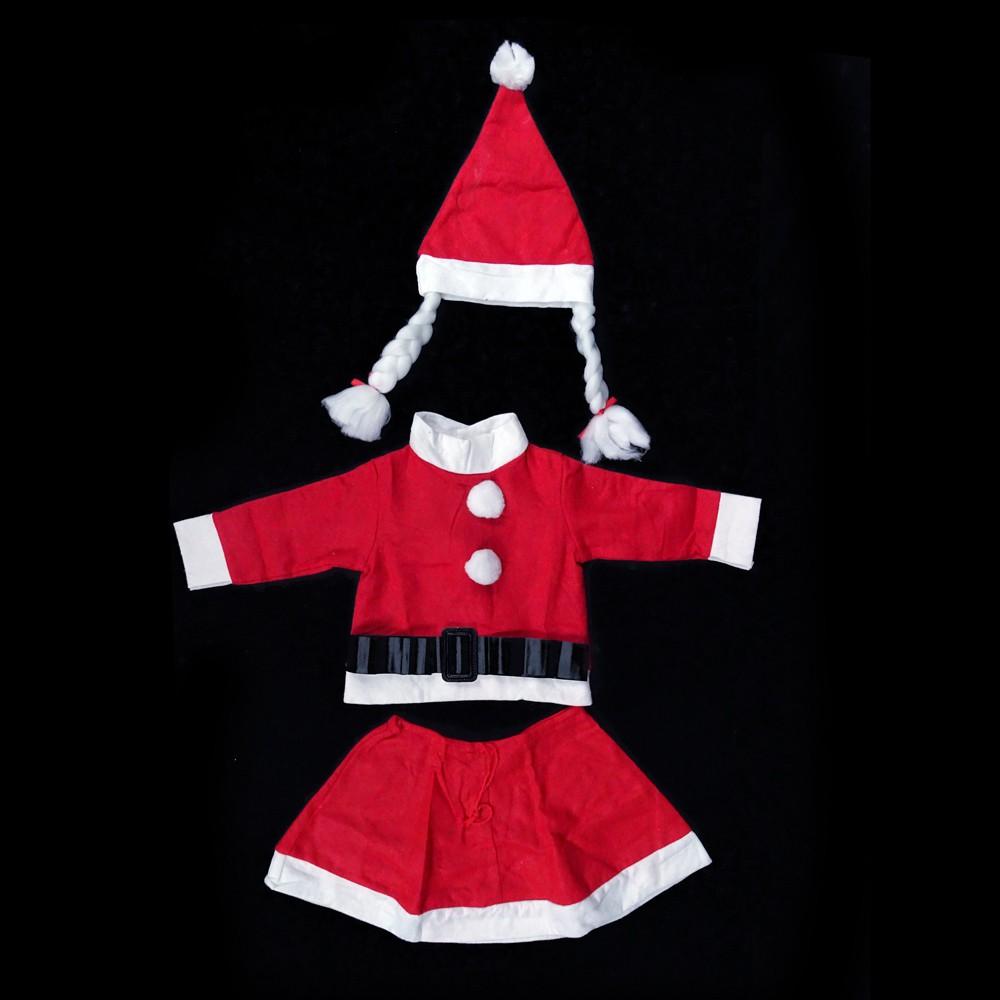 兒童 聖誕裙 耶誕聖誕服節慶派對聖誕老公公裝 3-5Y不織布小女生聖誕衣 聖誕服 聖誕老公公服裝 角色扮演-細節圖2