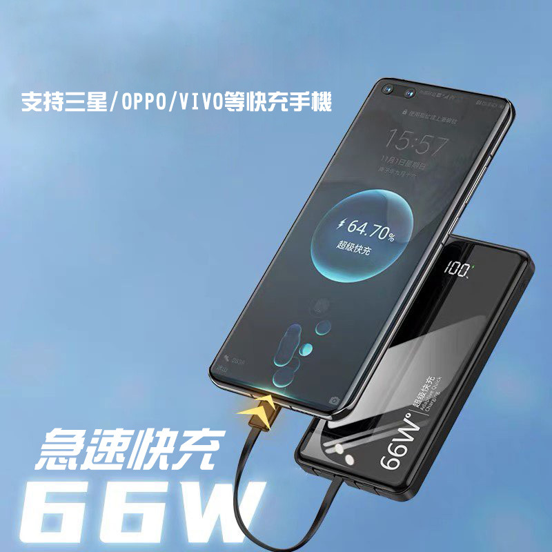 66W PD快充 行動電源 自帶線 20000mah 以上 行充 行動充 快充行動電源 金屬質感 便攜 大容量行動電源-細節圖6