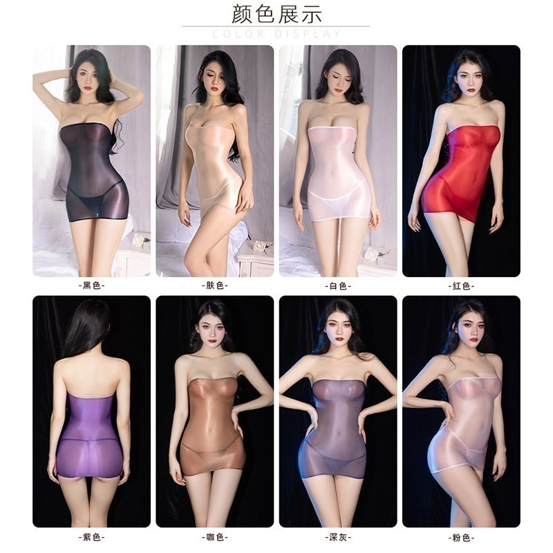 情趣小站 性感緊身超薄透視情趣抹胸包臀連衣裙#6436-細節圖4