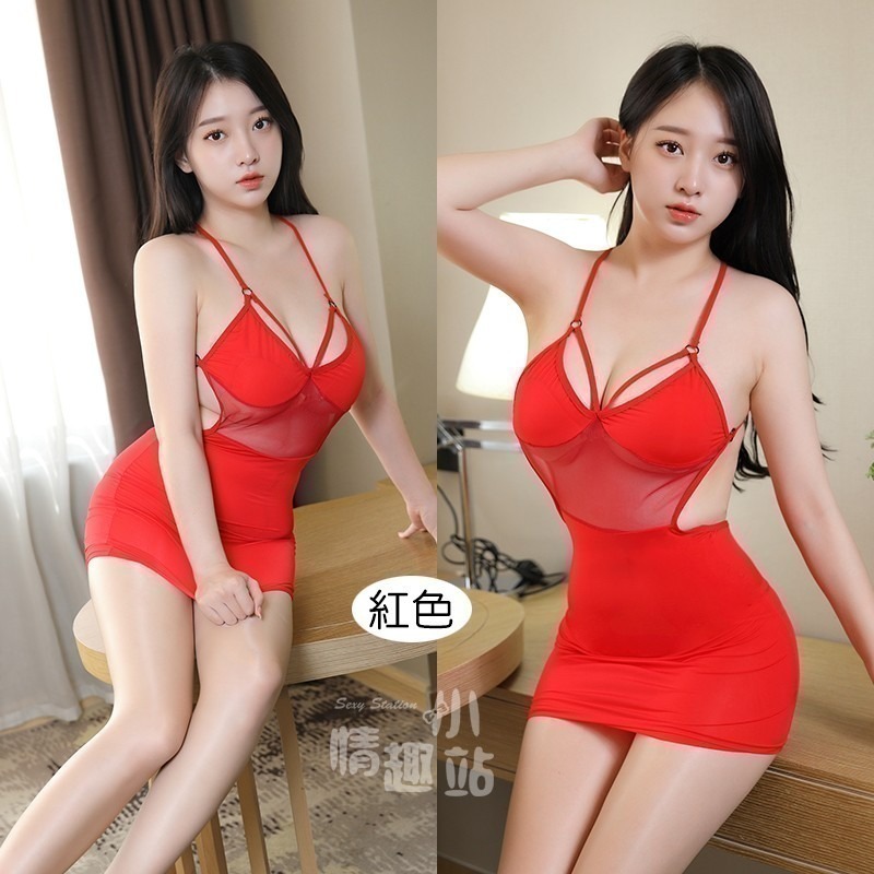 情趣小站 性感冰絲拼接網紗齊臀迷你小短裙#221002-細節圖4