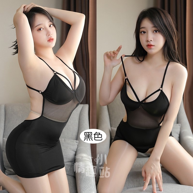 情趣小站 性感冰絲拼接網紗齊臀迷你小短裙#221002-細節圖7