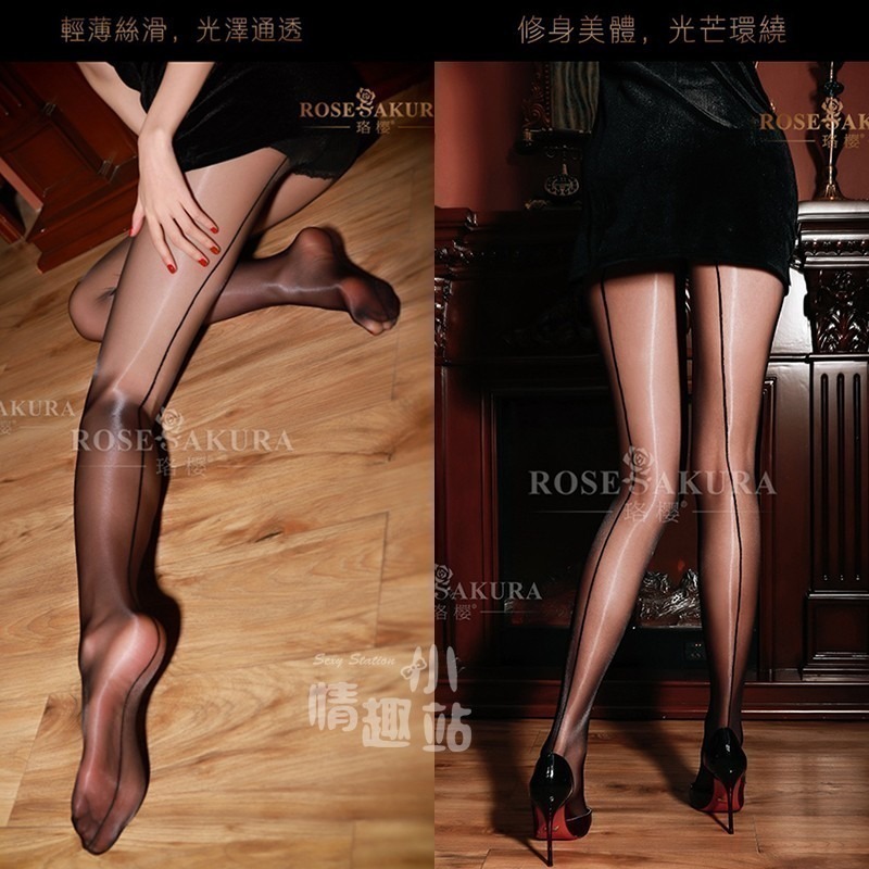 情趣小站 珞櫻極光高腰無腰邊油亮後豎線連褲襪#7386/7387-細節圖2
