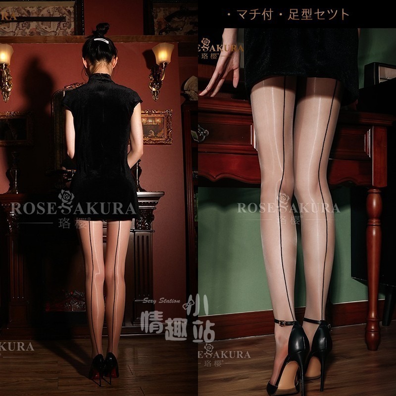 情趣小站 珞櫻極光高腰無腰邊油亮後豎線連褲襪#7386/7387-細節圖3