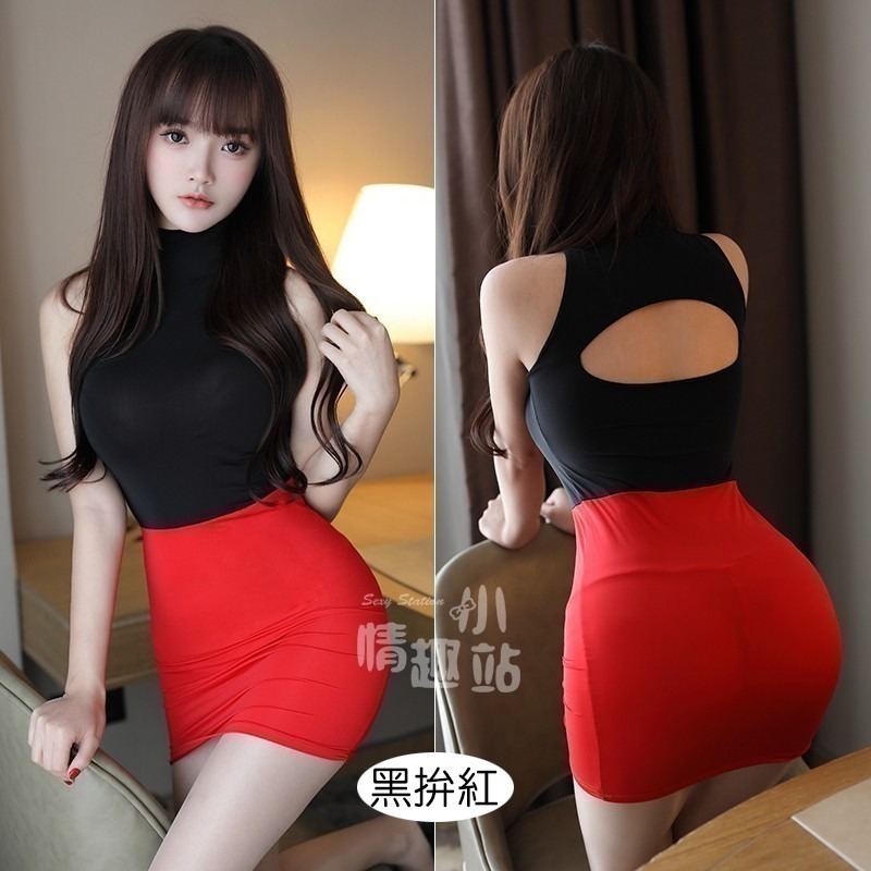 情趣小站 雙面穿性感緊身絲滑冰絲拼接連衣裙#211001-細節圖8