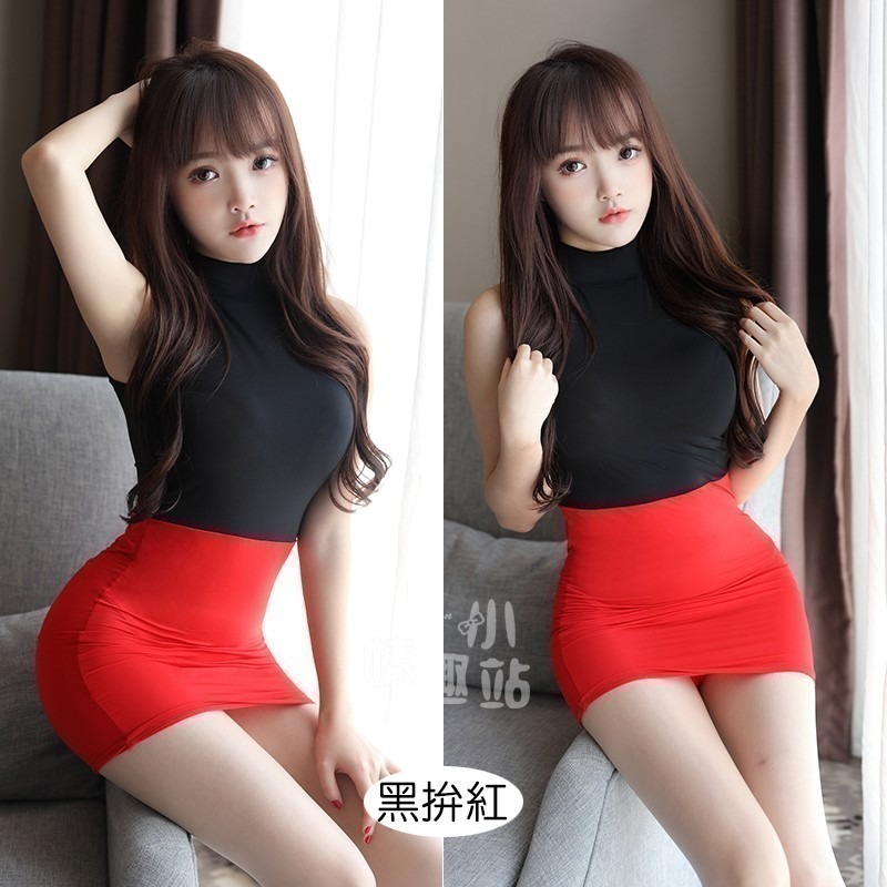 情趣小站 雙面穿性感緊身絲滑冰絲拼接連衣裙#211001-細節圖9