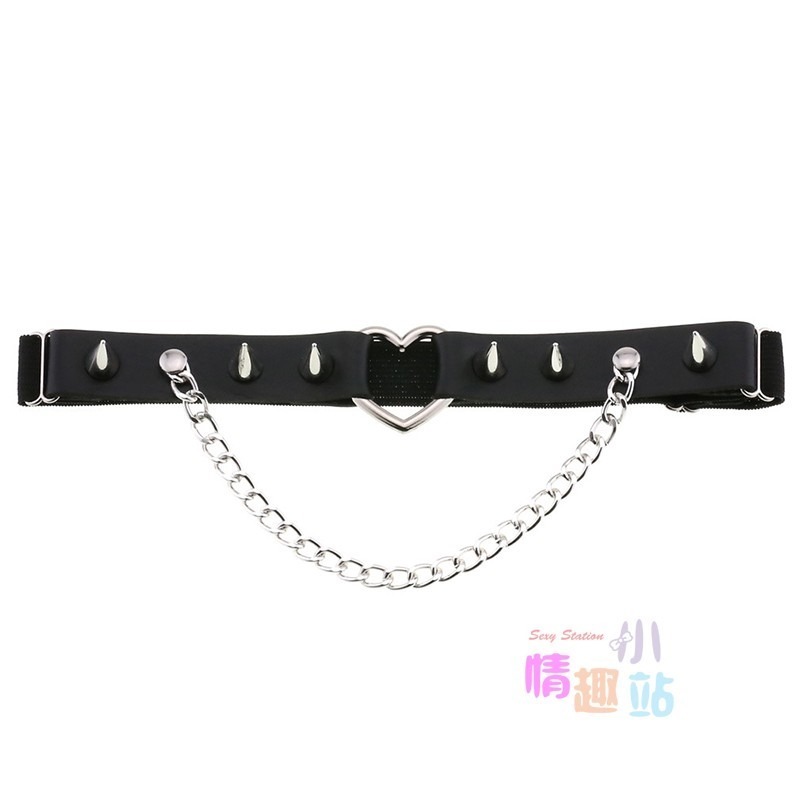 原宿龐克哥特風 個性桃心愛心鉚釘尖釘鏈條皮質大腿環#TXDWD05-細節圖5