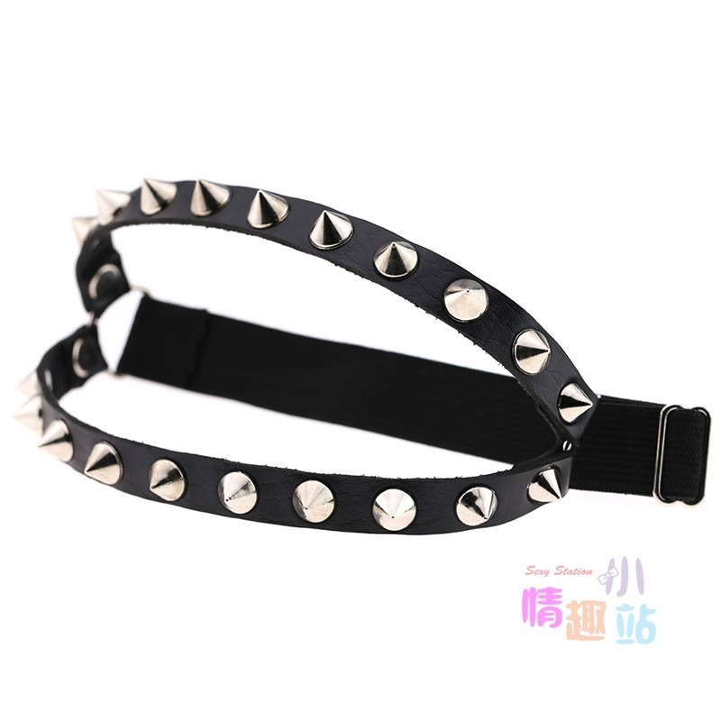 原創歐美風原宿龐克街舞 PU皮質雙排鉚釘個性大腿環#JDTH-細節圖4