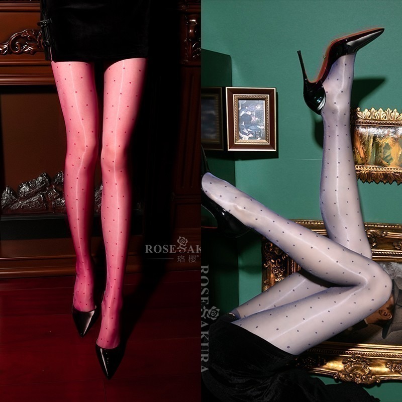 情趣小站 珞櫻極光油亮高密絲滑波點款連褲襪#7370/7371-細節圖6