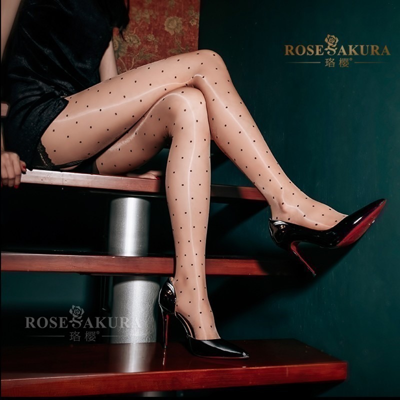 情趣小站 珞櫻極光油亮高密絲滑波點款連褲襪#7370/7371-細節圖7