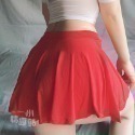 紅色百褶裙
