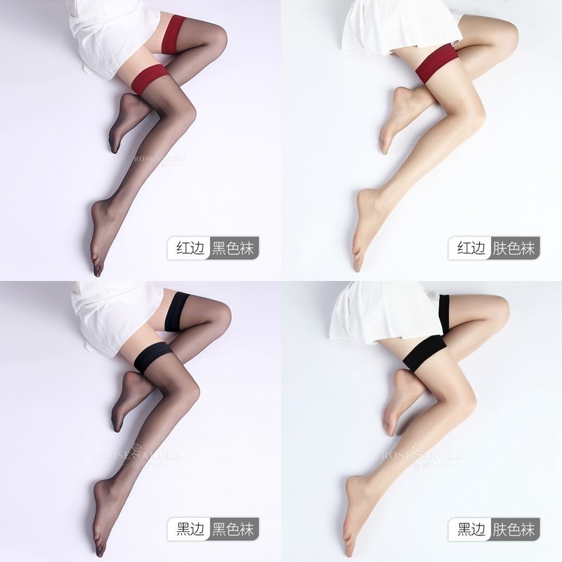情趣小站 珞櫻1D撞色硅膠防滑腳尖透明長筒襪#0917-細節圖6