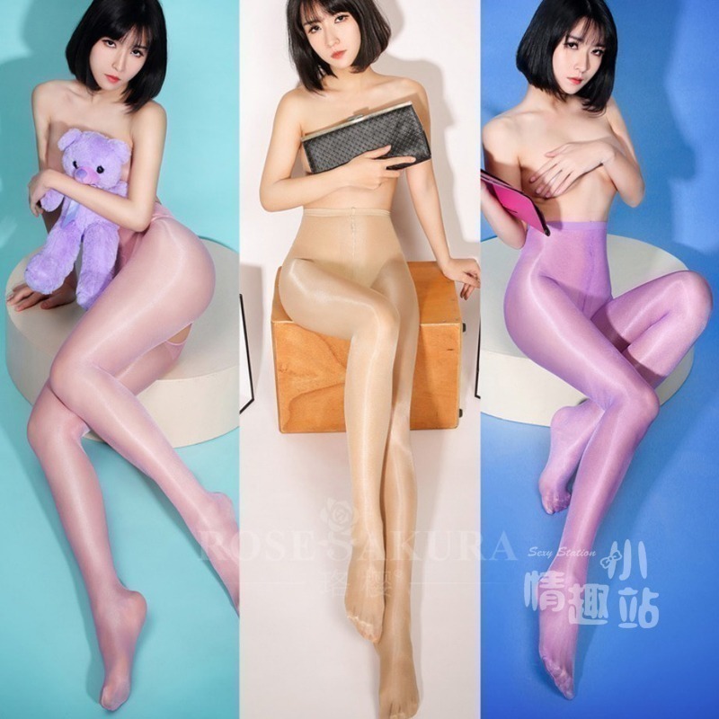 情趣小站 珞櫻高腰款裸氨包芯絲腳尖透明T襠開襠油亮連褲襪#0805-細節圖2