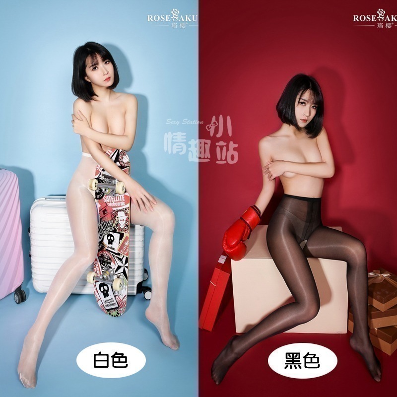 情趣小站 珞櫻高腰款裸氨包芯絲腳尖透明T襠開襠油亮連褲襪#0805-細節圖4