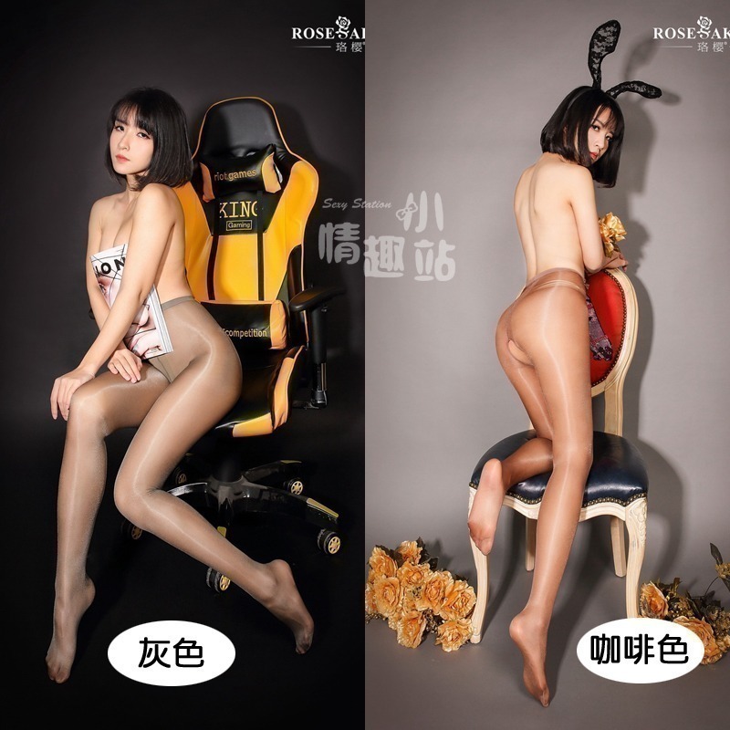 情趣小站 珞櫻高腰款裸氨包芯絲腳尖透明T襠開襠油亮連褲襪#0805-細節圖6