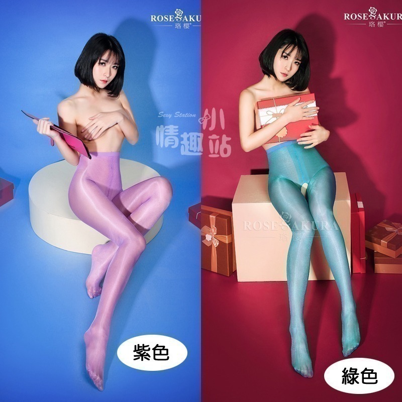 情趣小站 珞櫻高腰款裸氨包芯絲腳尖透明T襠開襠油亮連褲襪#0805-細節圖8