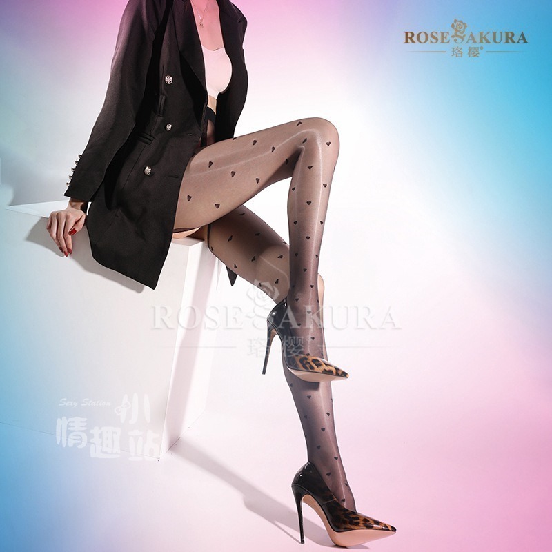 情趣小站 珞櫻極光系列 愛心油亮絲滑開襠連褲襪#8353-細節圖10