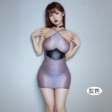 情趣小站 絲襪感油光泳布拼接PU超短裙套裝#2401-規格圖9