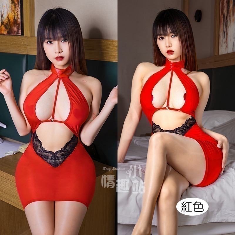 情趣小站 爆款深V美胸冰絲緊身包臀超短連衣裙#2502-細節圖4