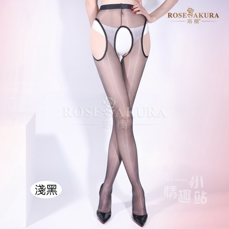 情趣小站 珞櫻極光四面開襠超薄油亮連褲襪#8402-細節圖4