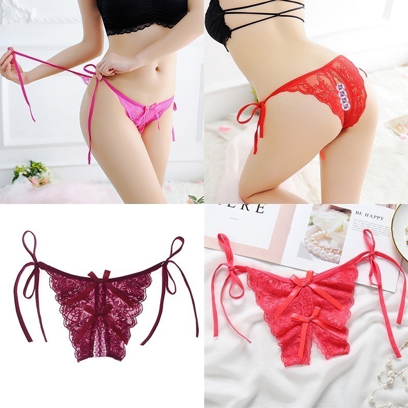 情趣小站 性感系帶開襠丁字褲 蕾絲低腰綁帶情趣內褲#2085-細節圖6