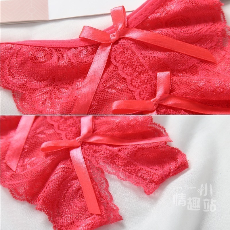 情趣小站 性感系帶開襠丁字褲 蕾絲低腰綁帶情趣內褲#2085-細節圖8