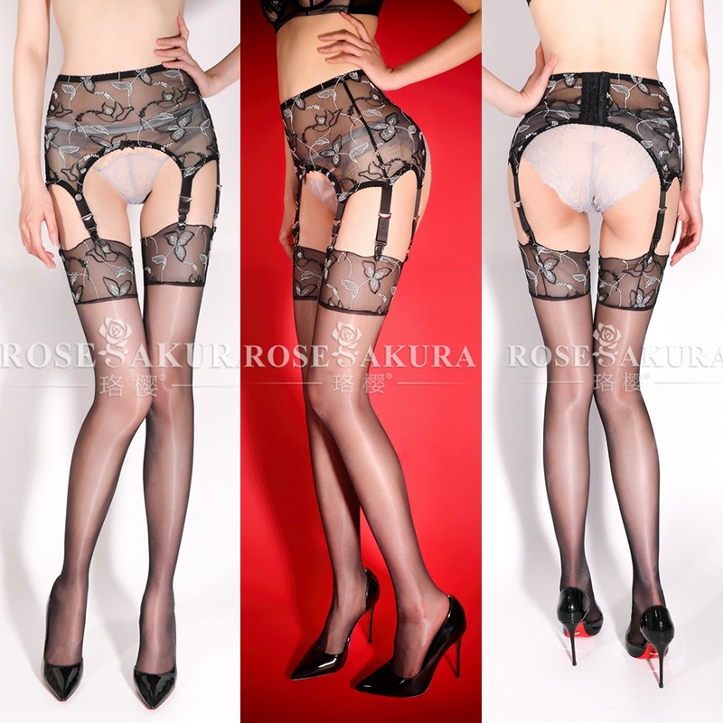 情趣小站 珞櫻高檔法式刺繡吊襪帶/刺繡長筒襪#8419/8445-細節圖3