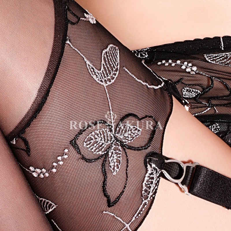 情趣小站 珞櫻高檔法式刺繡吊襪帶/刺繡長筒襪#8419/8445-細節圖4