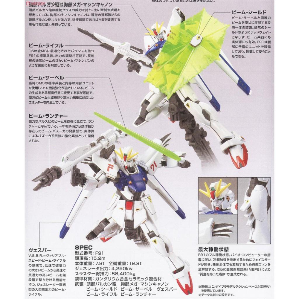 (大鳥叔叔模型)BANDAI 鋼彈1/144 HGUC#167  鋼彈 F91 E.F.S.F. GUNDAM F-91-細節圖4