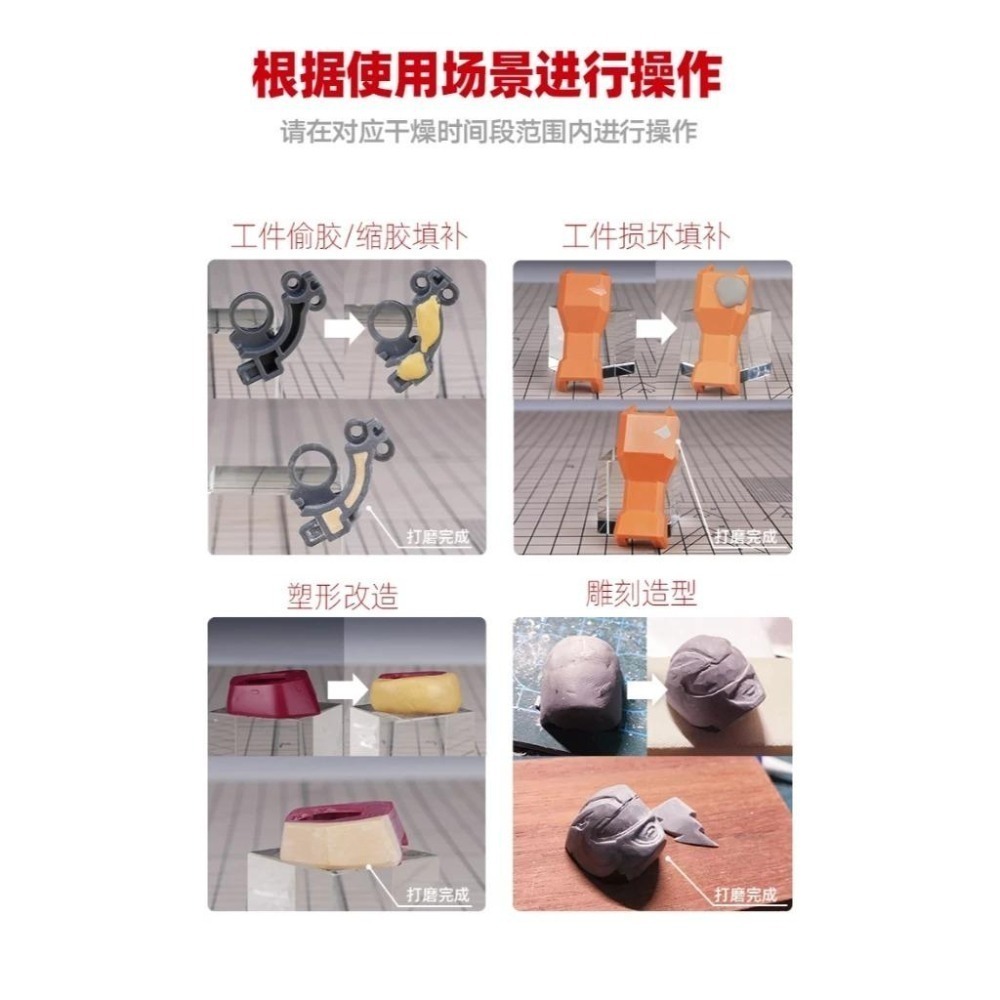 (大鳥叔叔模型) 喵匠 HobbyMio AB補土 造型用AB補土 可塑土 黏土 造型土 模型 補土100G 補土-細節圖6