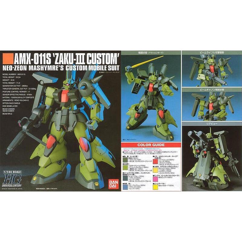 (大鳥叔叔模型)BANDAI 鋼彈1/144 HGUC#003 AMX-011S 薩克III改-細節圖2