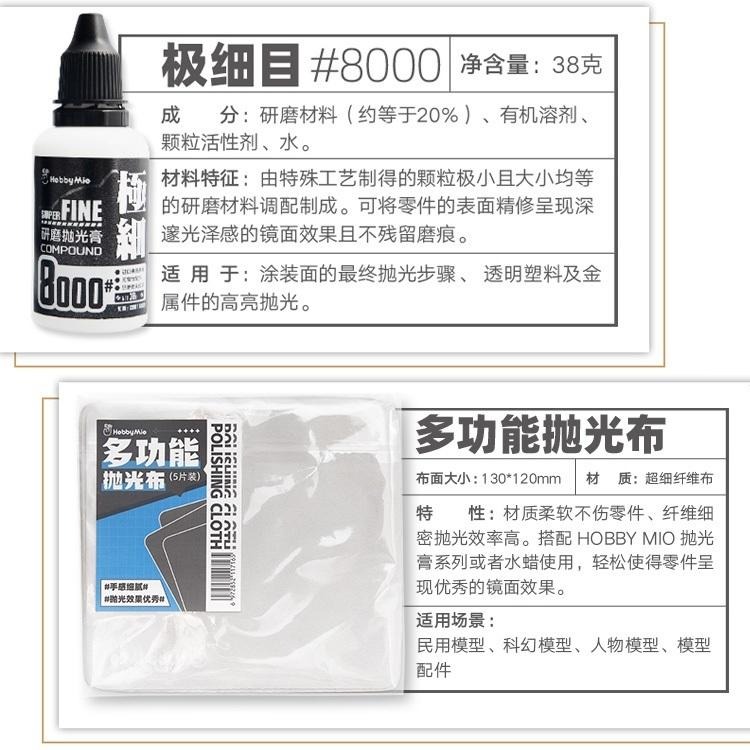 (大鳥叔叔模型) 喵匠 HobbyMio 研磨膏 拋光蠟 粗目 細目 極細目 水蠟 研磨布 模型用-細節圖3
